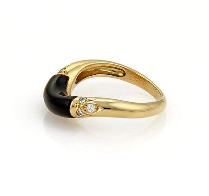 Cartier Diamond & Onyx 18k Yellow Gold Stack Band Ring