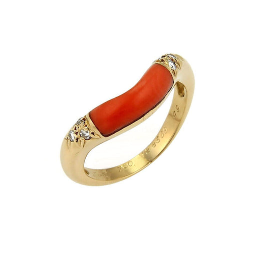 Cartier Diamond & Coral 18k Yellow Gold Stack Band Ring | Rings | bands, cartier, catalog, Designer Jewelry, Rings | Cartier