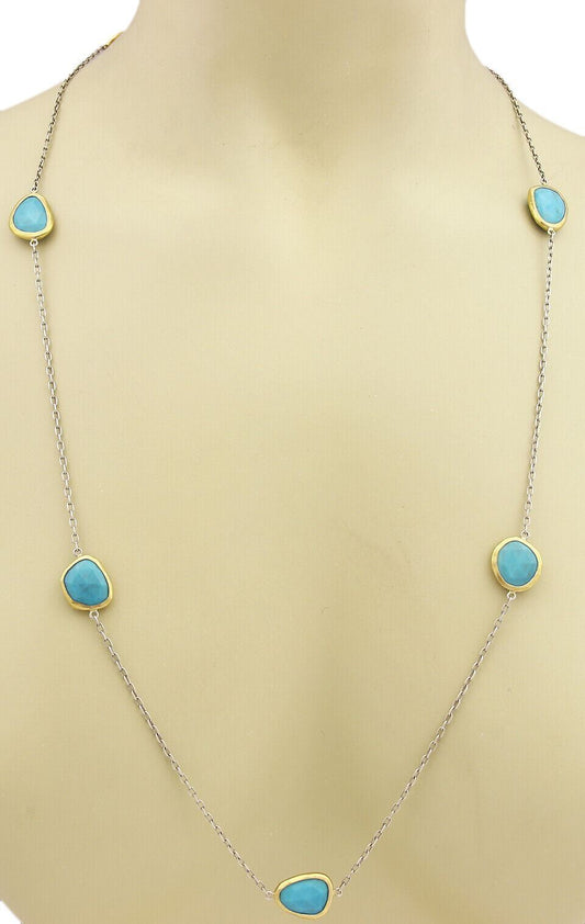 Gurhan Organic Elements Turquoise Sterling & 24k Gold Layered Gold Necklace | Necklaces | catalog, Designer Jewelry, Gurhan, Necklaces, Sterling Silver | Gurhan