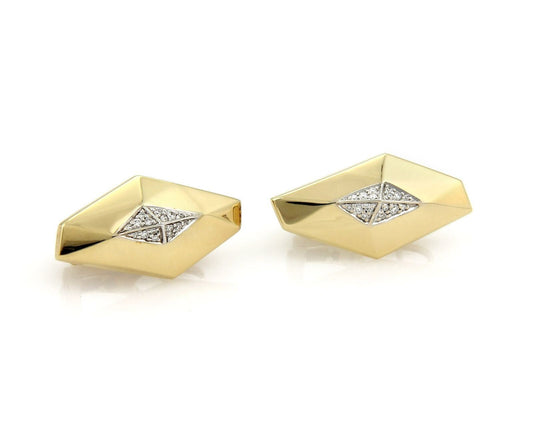 Roberto Coin 18k Yellow Gold Diamond Geometric Shape Post Clip Earrings | Earrings | catalog, Designer Jewelry, Earrings, Roberto Coin | Roberto Coin