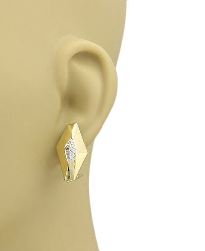 Roberto Coin 18k Yellow Gold Diamond Geometric Shape Post Clip Earrings