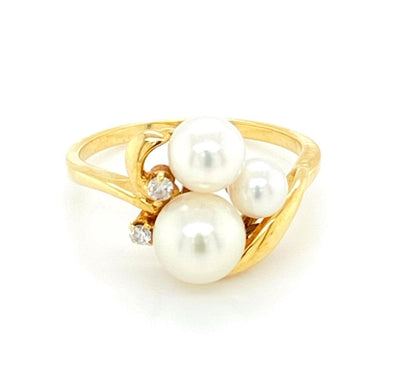 Mikimoto Akoya Pearls Diamond 18k Yellow Gold Ring | Rings | catalog, Designer Jewelry, Mikimoto, Pearls, Rings | Mikimoto