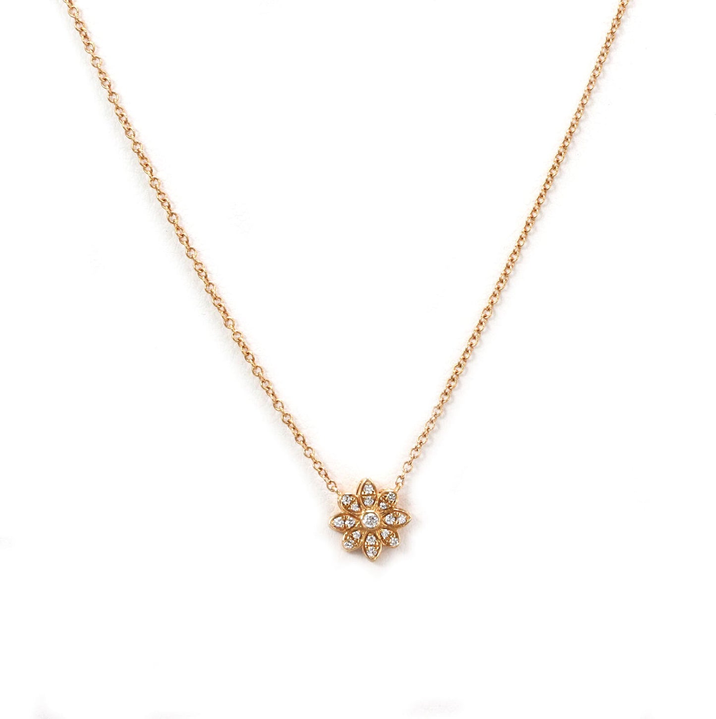 Tiffany & Co. Enchant Diamond 18k Rose Gold Flower Pendant Necklace