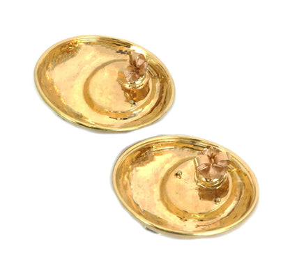 Woman Cameo Large Fancy 18k Yellow Gold Dome Earrings