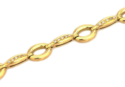 Aaron Basha Diamond 18k Yellow Gold Oval Bar Link Bracelet