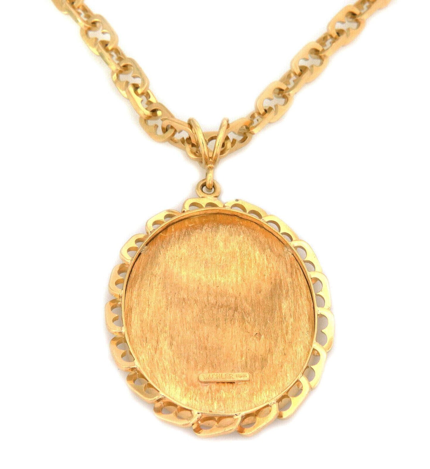 Wachler 18k Yellow Gold Embossed Cameo Oval Pendant Necklace