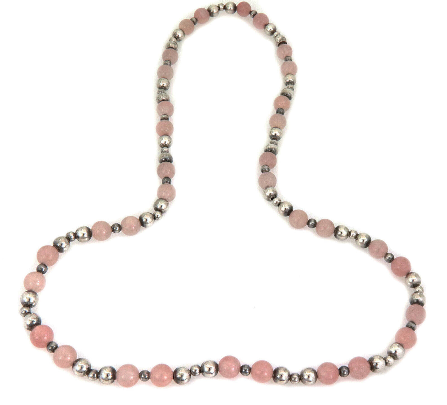 Tiffany & Co. Sterling Silver & Pink Quartz Beaded Necklace