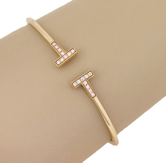 Tiffany & Co. T Wire Diamonds 18k Yellow Gold Flex Cuff Bangle Bracelet | Bracelets | Bangles, Bracelets, catalog, cuffs, Designer Jewelry, Tiffany & Co. | Tiffany & Co.