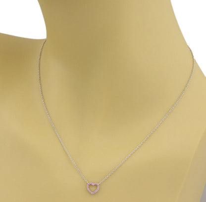 Tiffany & Co. Classic Mini Heart Pink Sapphire 18k White Gold Pendant Necklace