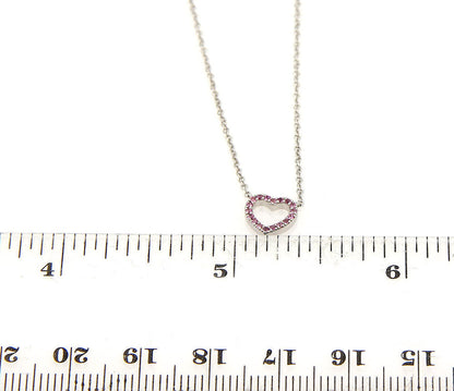 Tiffany & Co. Classic Mini Heart Pink Sapphire 18k White Gold Pendant Necklace