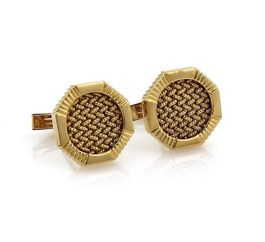 Octagon Shape Textured Woven 14k Yellow Gold Cufflinks | cufflinks | catalog, cufflinks, Estate, men's accessories | Estate