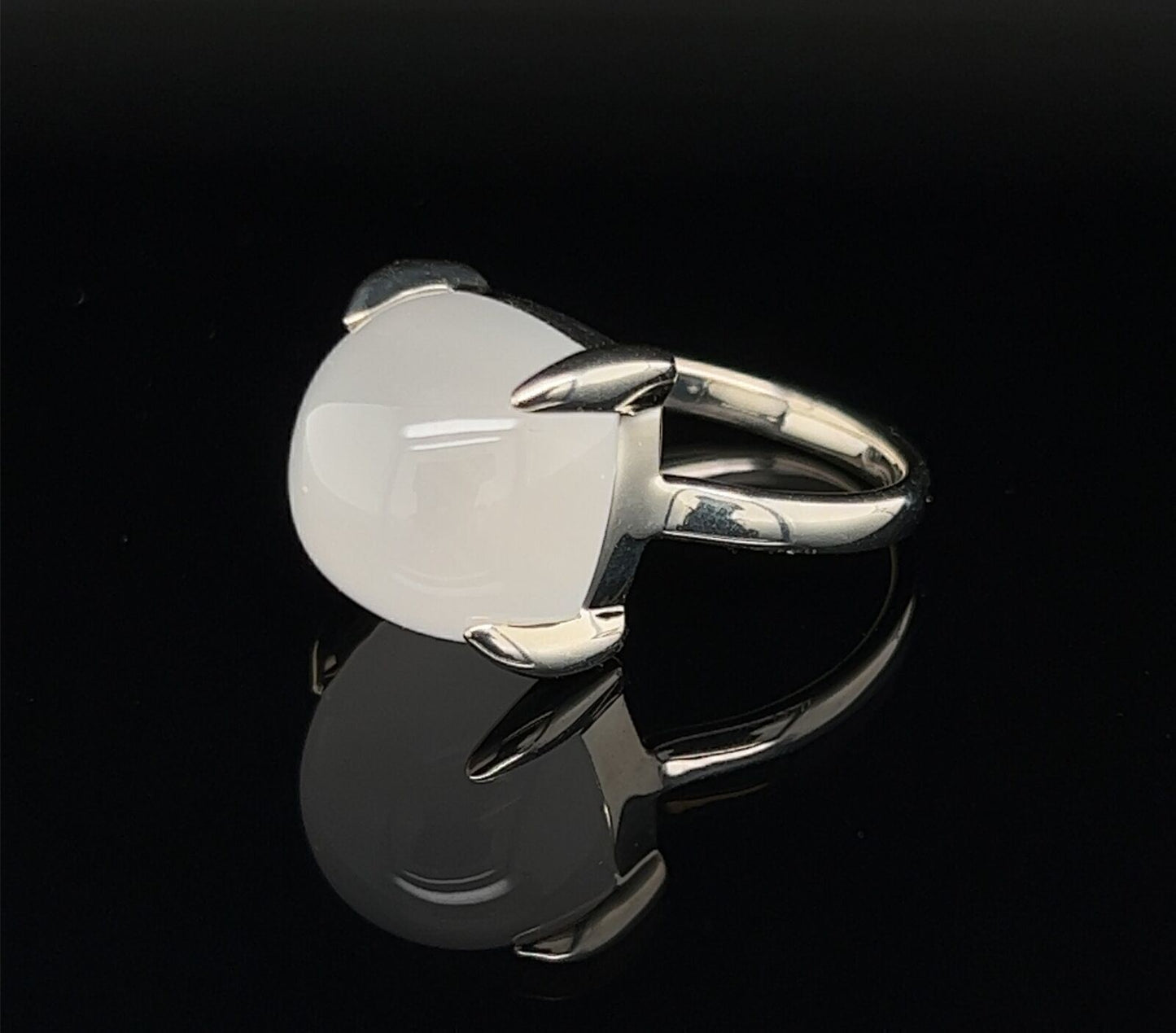 Tiffany & Co. Picasso Sugar Stack Milky Quartz Gem Sterling Silver Ring Size 5