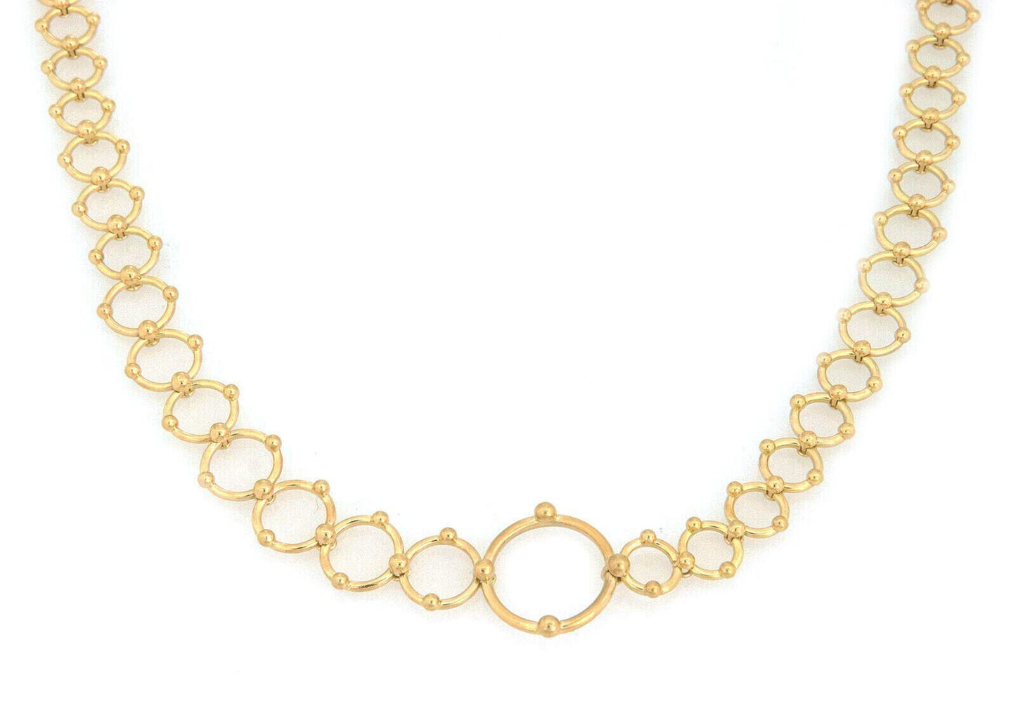 Tiffany & Co. 18k Yellow Gold Assorted Size Ring Bead Links Long Necklace 31"