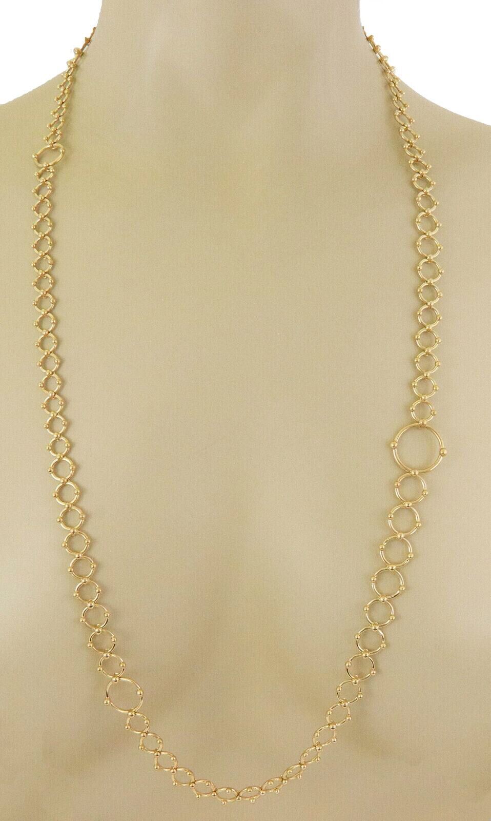 Tiffany & Co. 18k Yellow Gold Assorted Size Ring Bead Links Long Necklace 31"