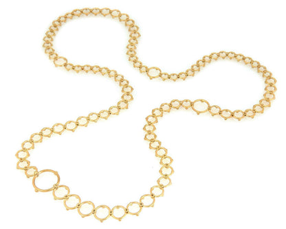 Tiffany & Co. 18k Yellow Gold Assorted Size Ring Bead Links Long Necklace 31"