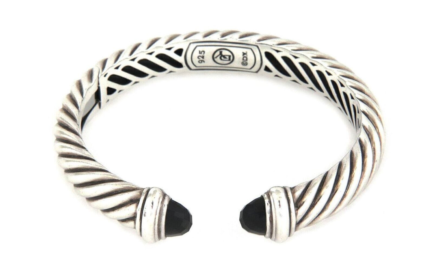 David Yurman Waverly Onyx Sterling Silver 10mm Wide Cuff Bracelet