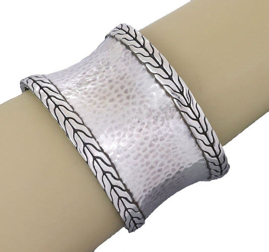 John Hardy Palu Sterling Silver 42mm Wide Concave Hammered Cuff Bracelet | Bracelets | Bangles, Bracelets, catalog, Designer Jewelry, John Hardy, Sterling Silver | John Hardy