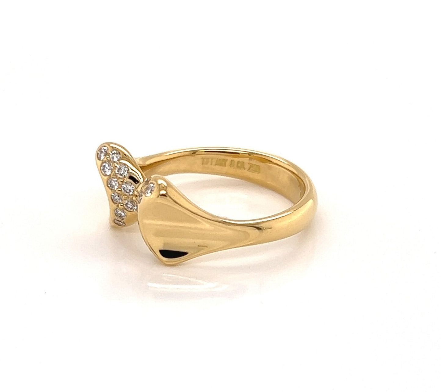 Tiffany & Co. Peretti Diamond 18k Yellow Gold Double Leaf Ring