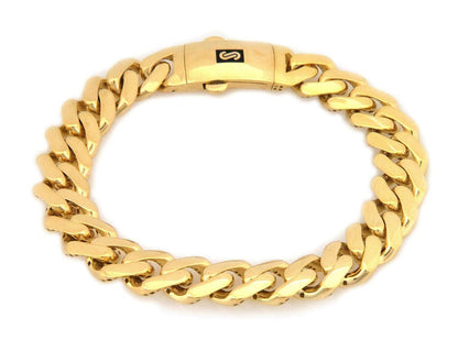 Monaco Classic 14k Yellow Gold Flat Cuban Link Bracelet