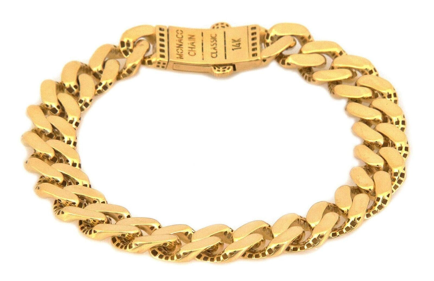 Monaco Classic 14k Yellow Gold Flat Cuban Link Bracelet