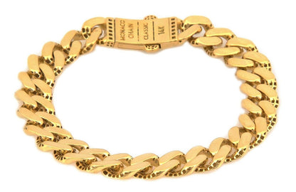 Monaco Classic 14k Yellow Gold Flat Cuban Link Bracelet