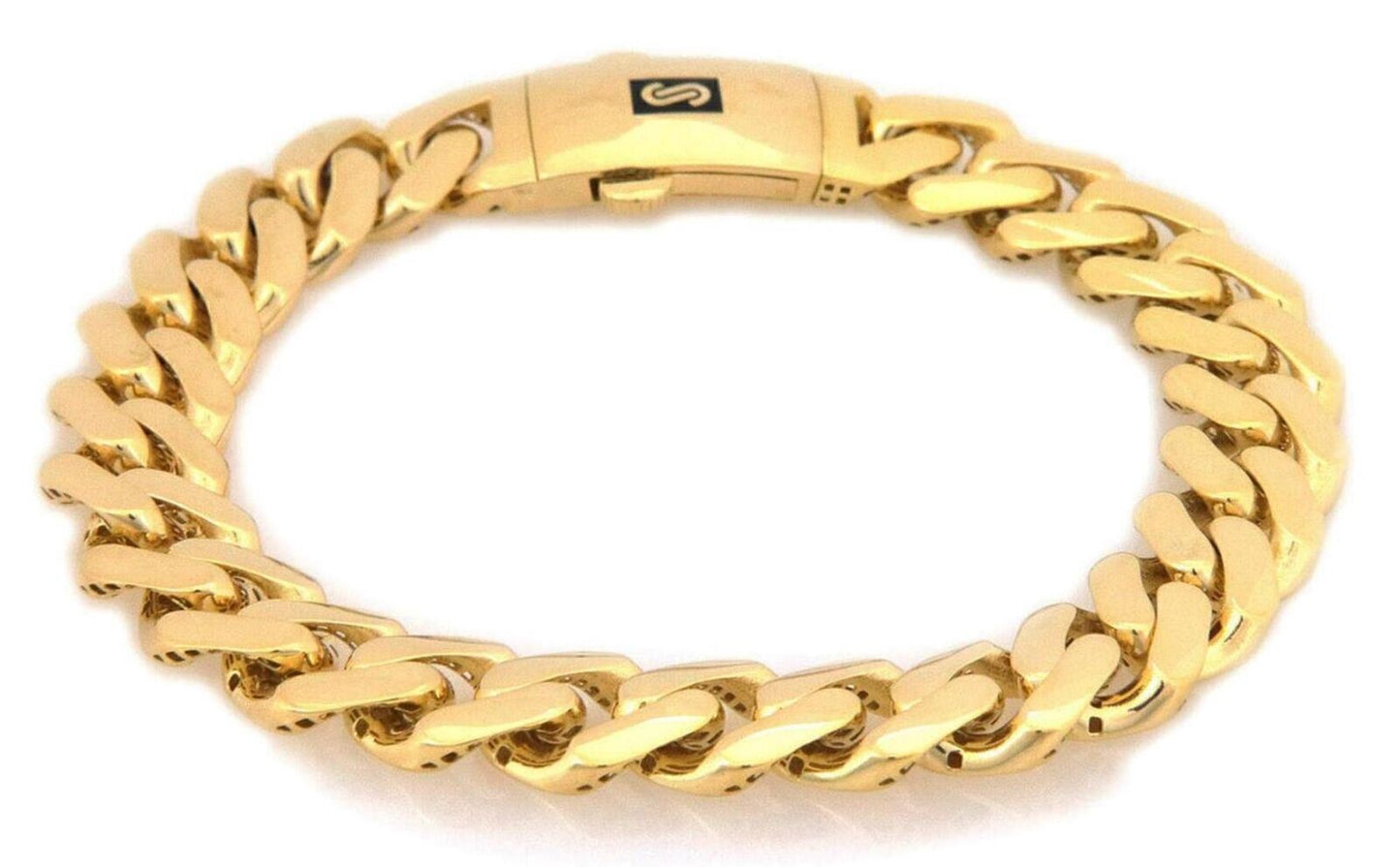 Monaco Classic 14k Yellow Gold Flat Cuban Link Bracelet