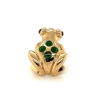 Cartier Ruby Enamel 18k Yellow Gold Frog Lapel Pin