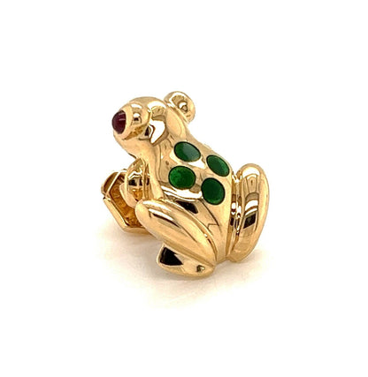 Cartier Ruby Enamel 18k Yellow Gold Frog Lapel Pin