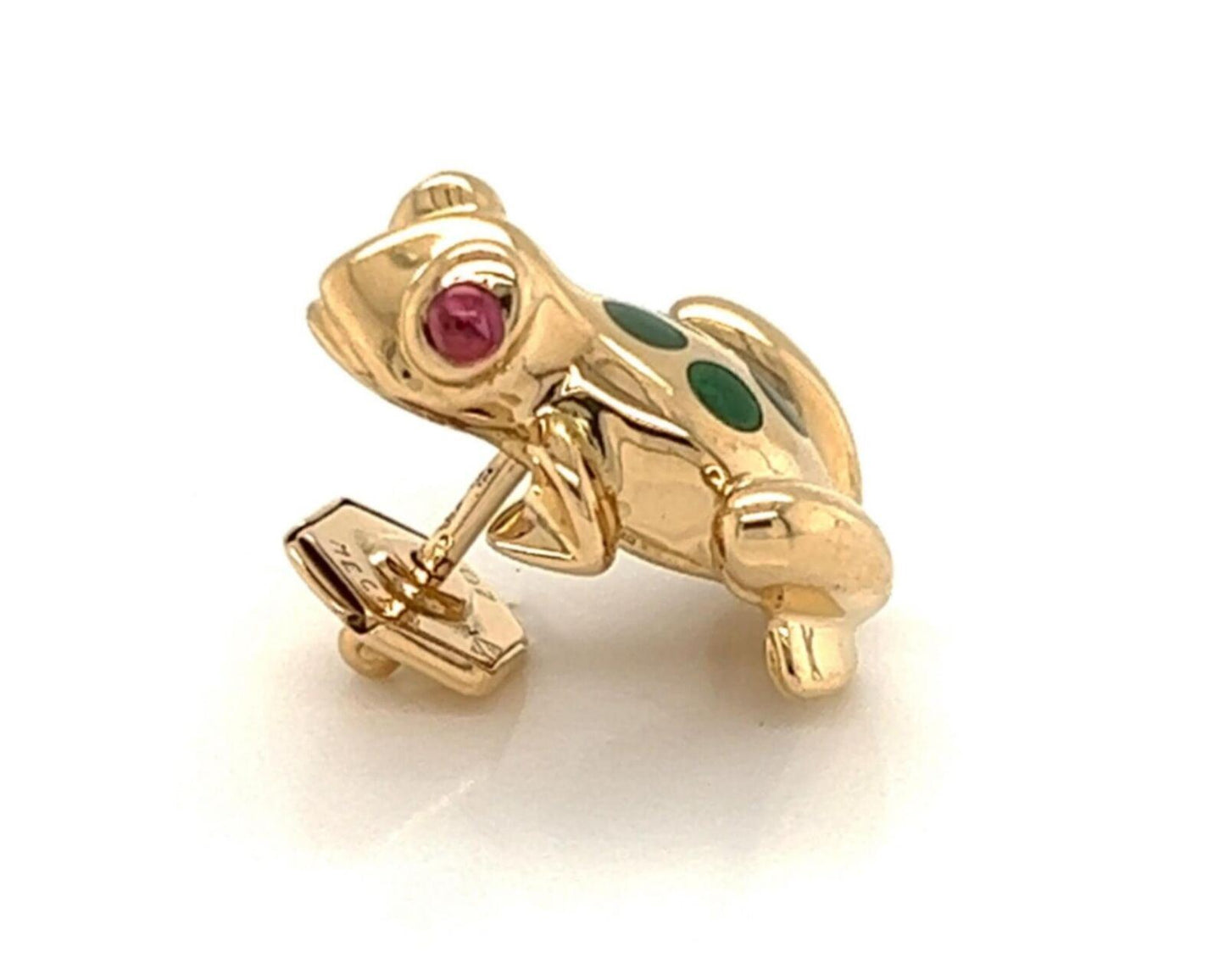 Cartier Ruby Enamel 18k Yellow Gold Frog Lapel Pin