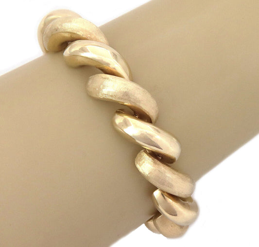 San Marco Italy 14k Yellow Gold 14mm Wide Macaroni Link Bracelet | Bracelets | Bracelets, catalog, Estate | Estate