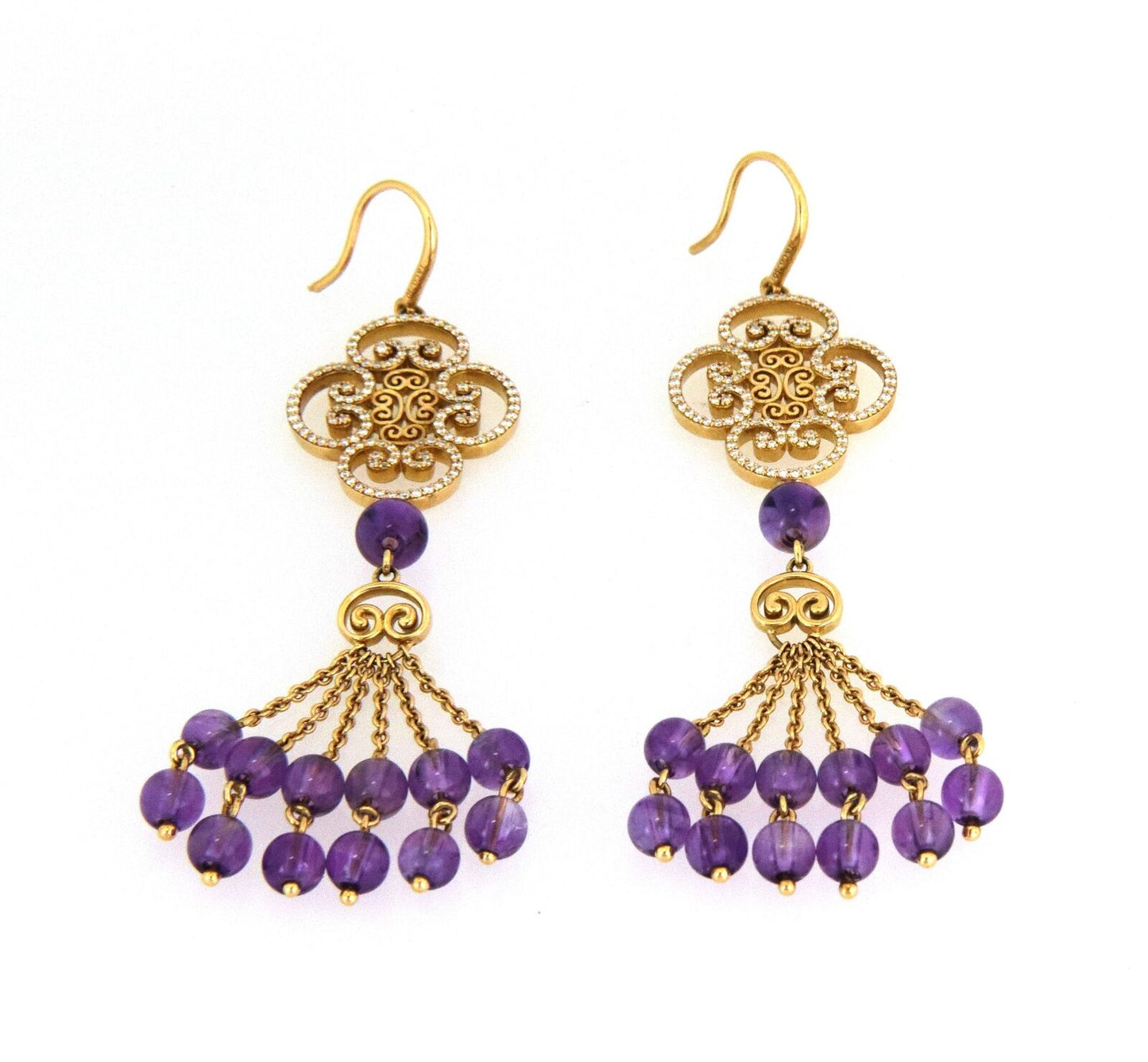 Tiffany & Co. Picasso Venezia Goldoni Diamond Amethyst 18k Yellow Gold Earrings