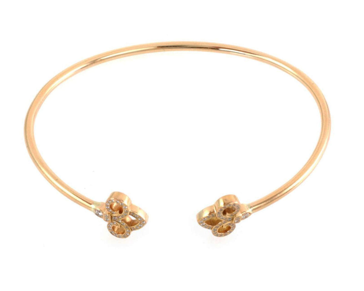 Tiffany & Co. Fleur de Lis Diamond 18k Yellow Gold Wire Cuff Bangle Bracelet