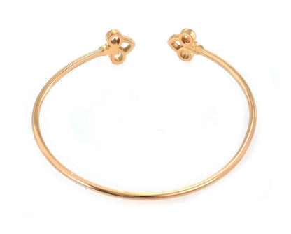 Tiffany & Co. Fleur de Lis Diamond 18k Yellow Gold Wire Cuff Bangle Bracelet