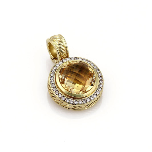 David Yurman Albion Citrine & Diamond 18k Yellow Gold Round Charm Pendant | Charms & Pendants | catalog, Charms, David Yurman, Designer Jewelry, Pendants | David Yurman