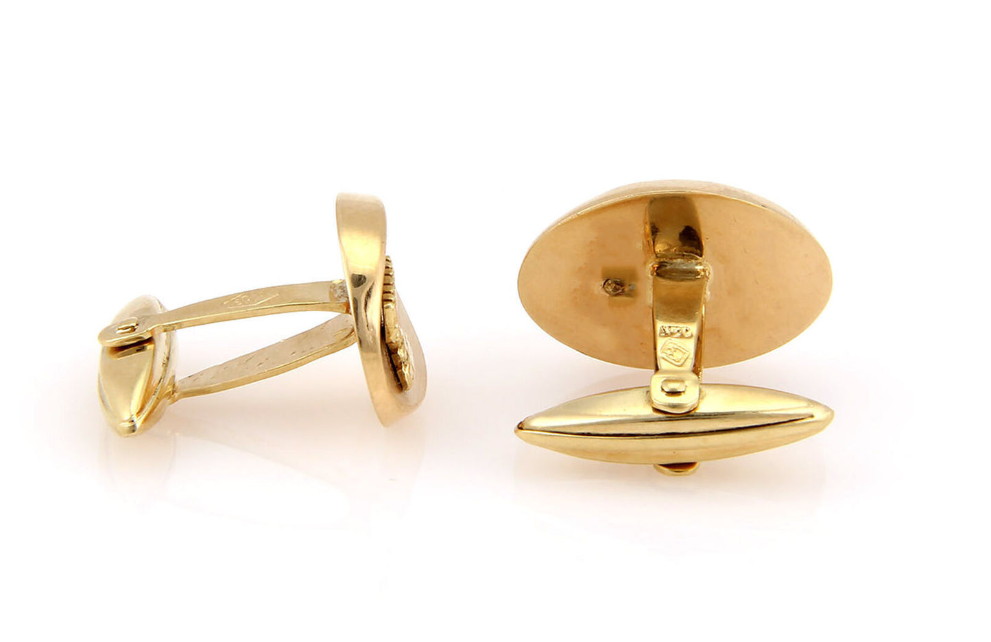 Oval Shaped 14k Yellow Gold Judaica Menorah Cufflinks - 8.9gr.