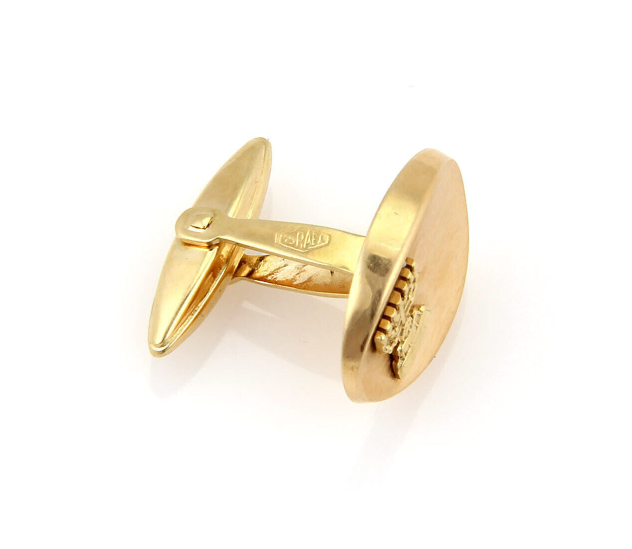 Oval Shaped 14k Yellow Gold Judaica Menorah Cufflinks - 8.9gr.