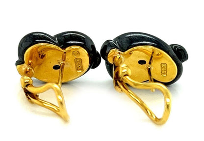 Tiffany & Co. Hematite 18k Yellow Gold Sailor Knot Post Clip Earrings