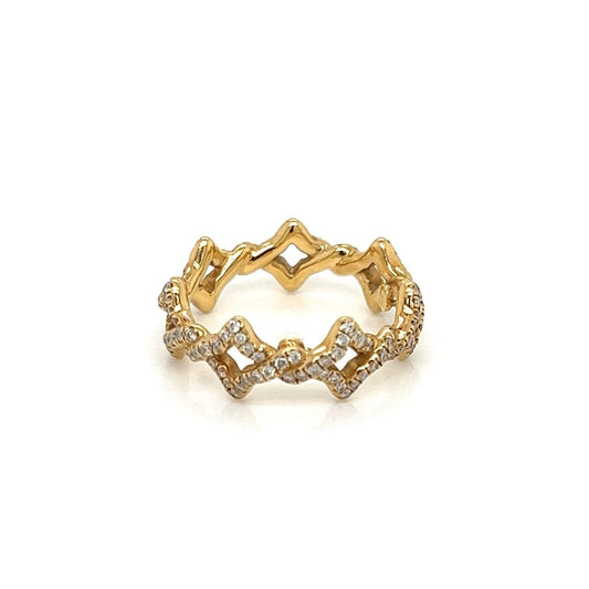 David Yurman Venetian Quatrefoil Diamond 18k Yellow Gold 6mm Band Ring Size 3 | Jewels by Joy