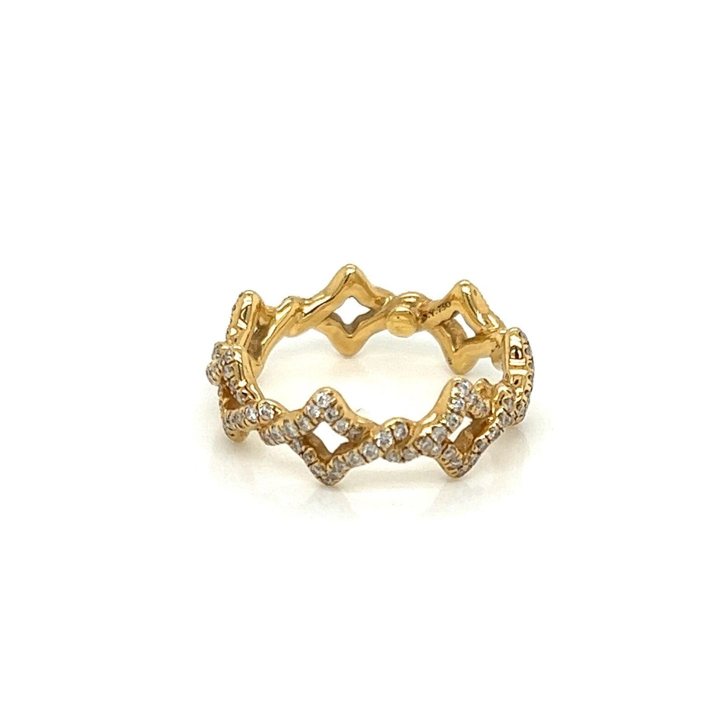 David Yurman Venetian Quatrefoil Diamond 18k Yellow Gold Band Ring - Size 3