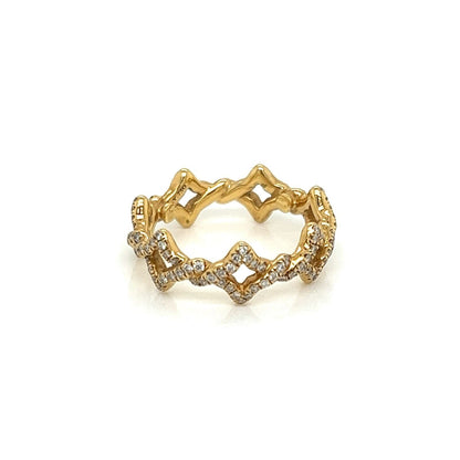 David Yurman Venetian Quatrefoil Diamond 18k Yellow Gold Band Ring - Size 3