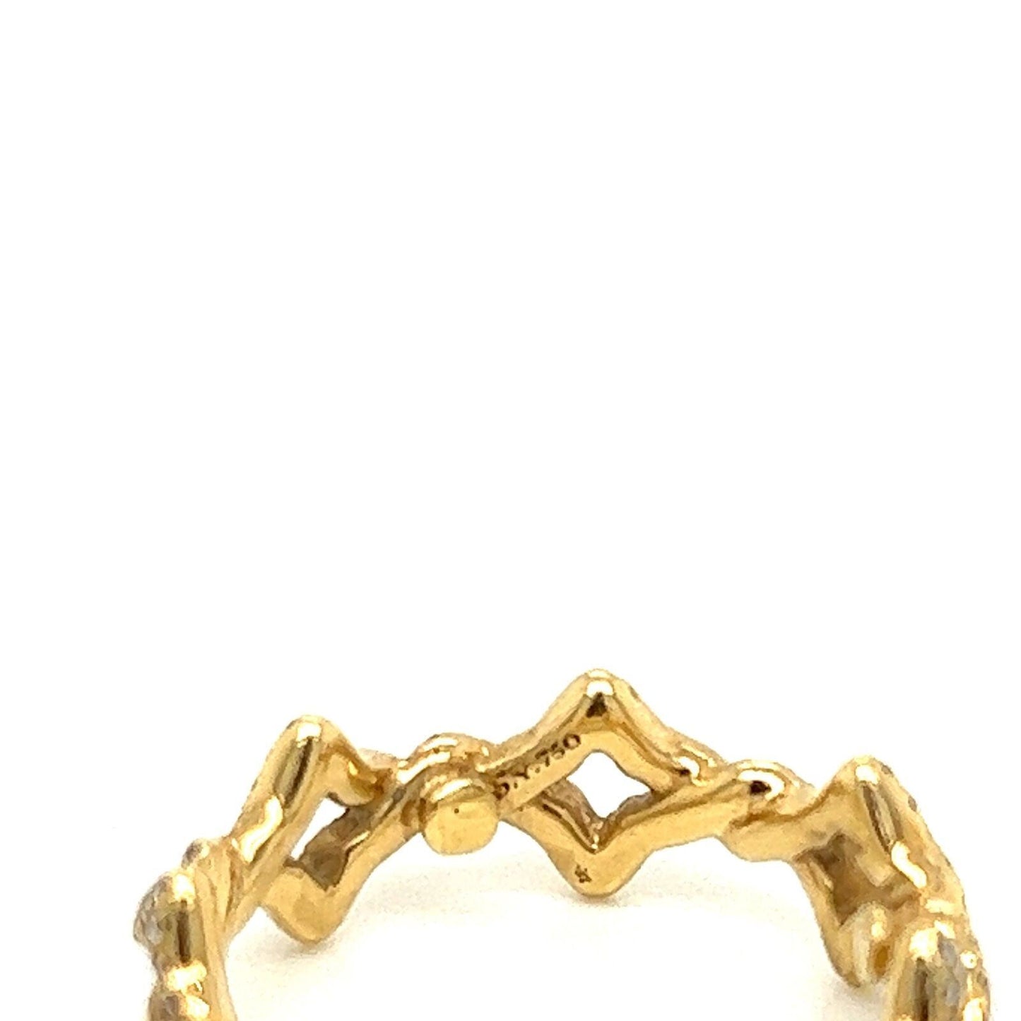 David Yurman Venetian Quatrefoil Diamond 18k Yellow Gold Band Ring - Size 3