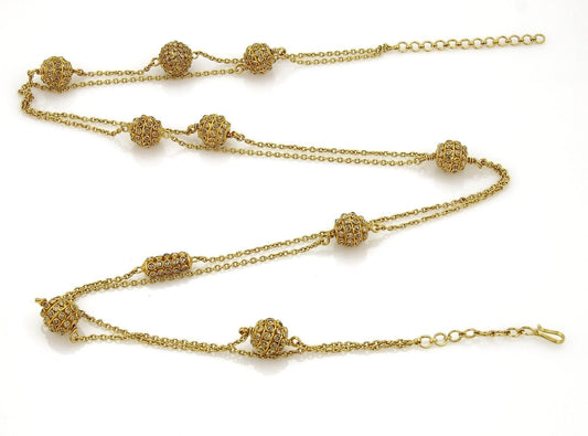 Rose Cut 4.50ct Champagne Diamonds 18k Yellow Gold Ball Station Necklace | Necklaces | catalog, Chains, Estate, Necklaces, Vintage | Estate