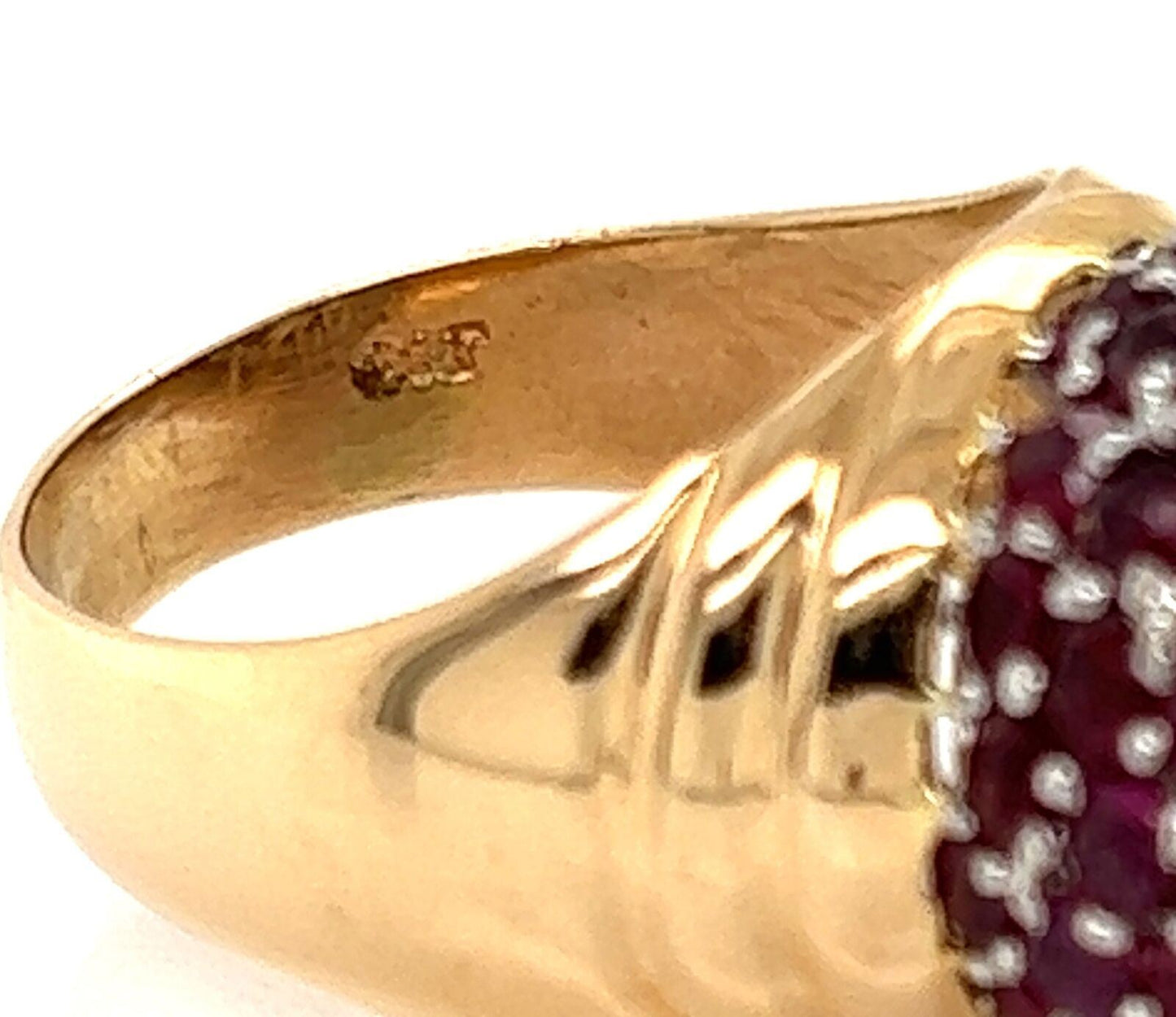 Diamond Ruby 18k two Tone Gold Large Dome Ring