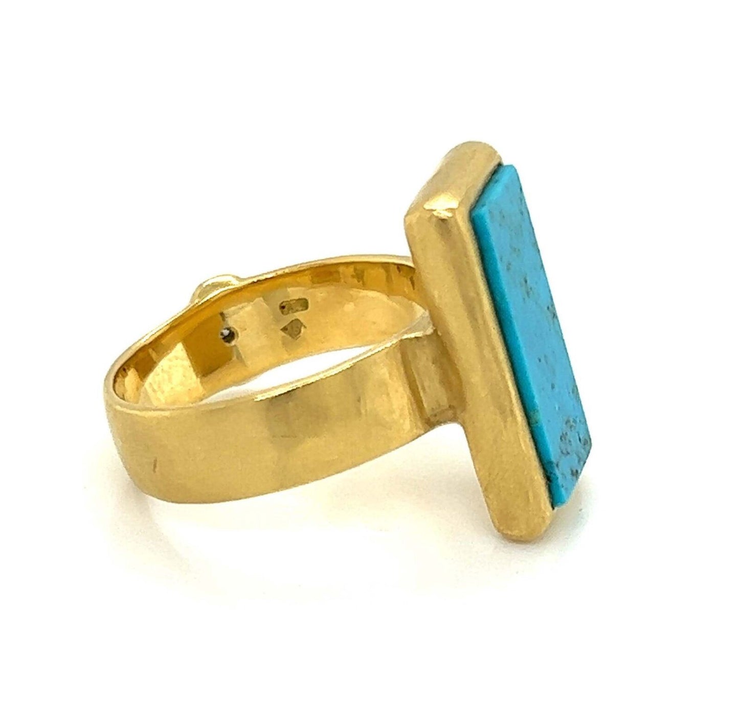 H.Stern Turquoise Diamond 18k Yellow Gold Long Top Ring