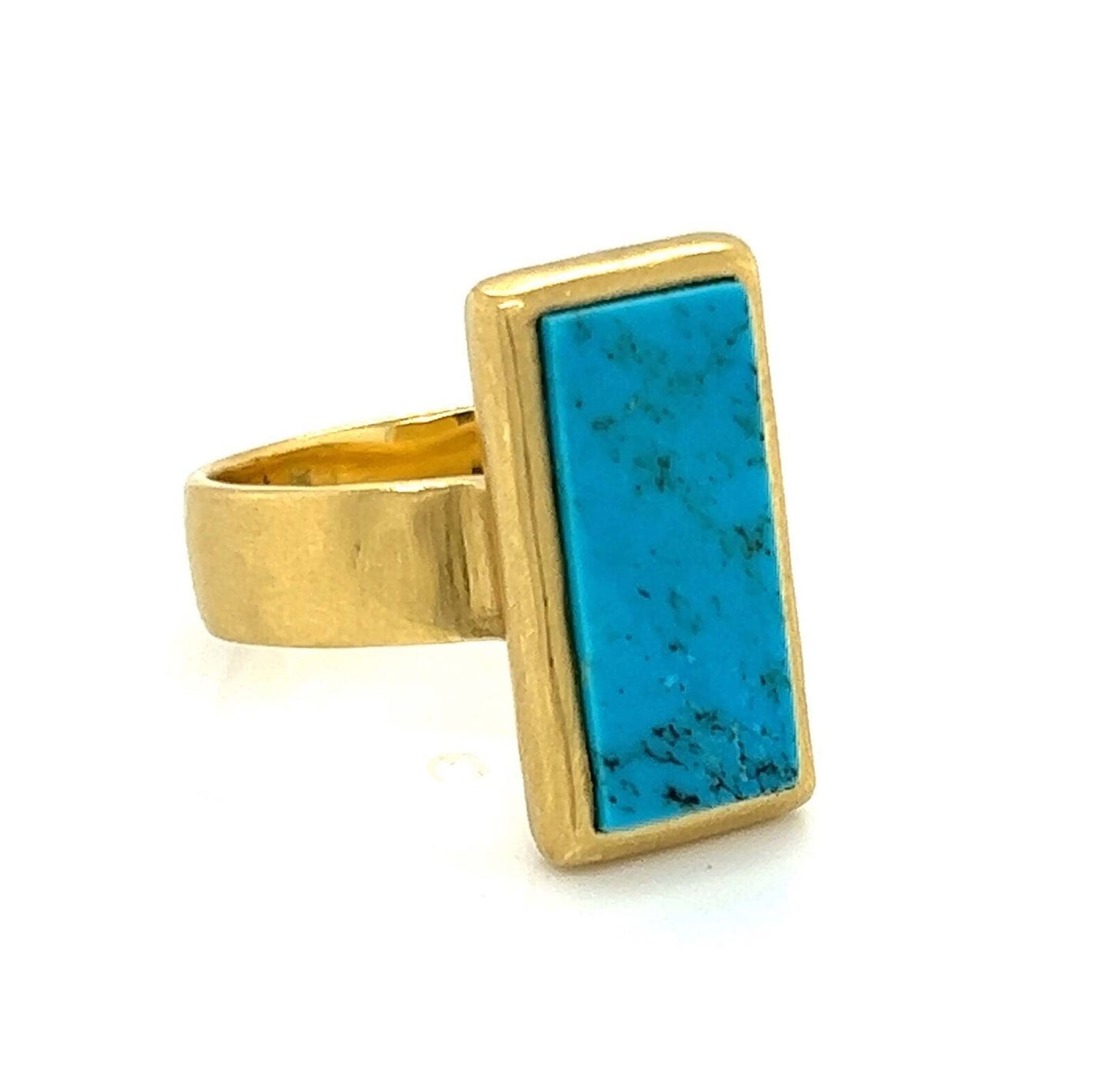 H.Stern Turquoise Diamond 18k Yellow Gold Long Top Ring