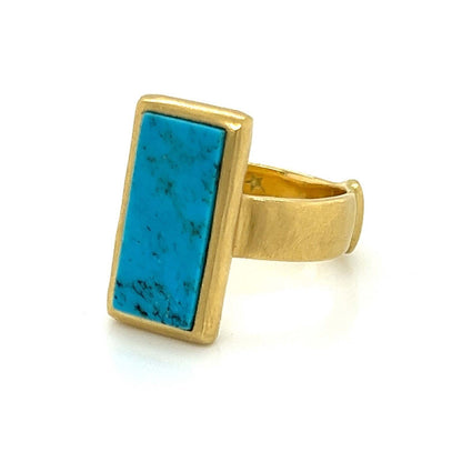 H.Stern Turquoise Diamond 18k Yellow Gold Long Top Ring