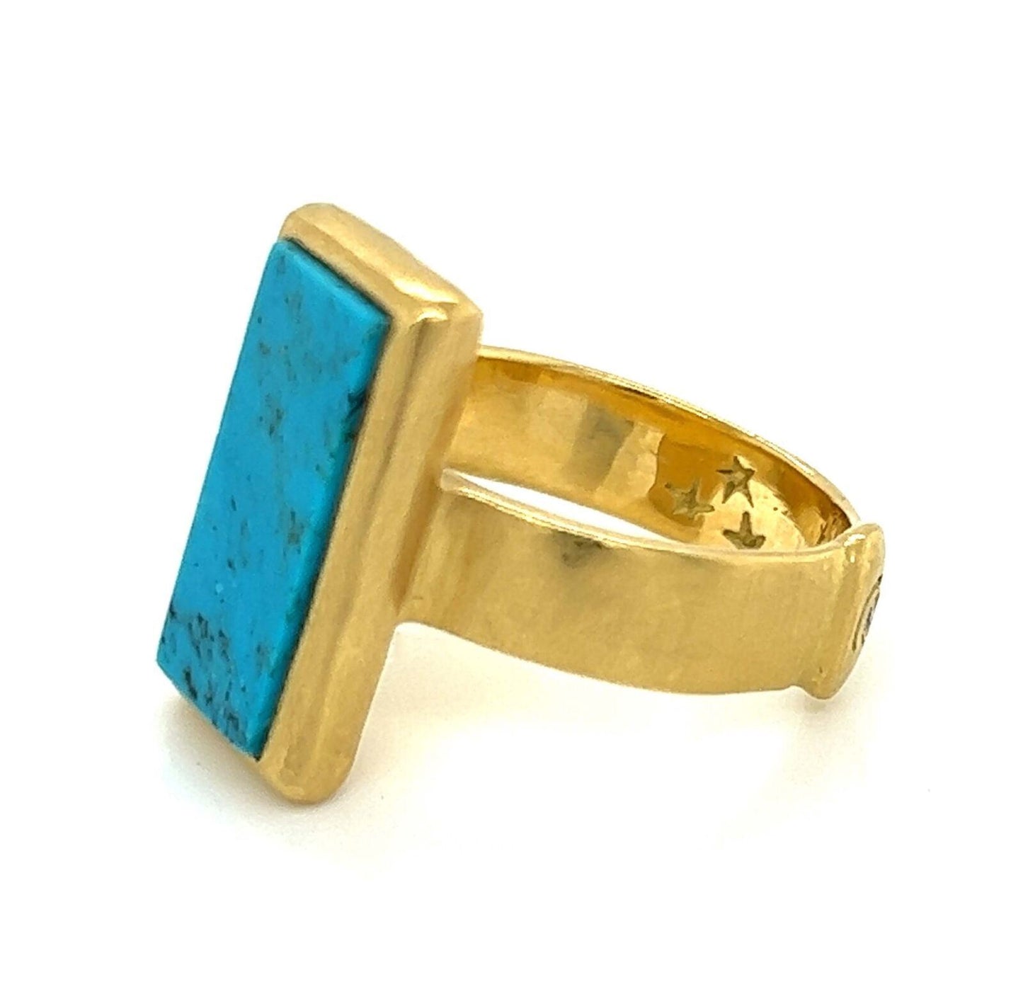 H.Stern Turquoise Diamond 18k Yellow Gold Long Top Ring