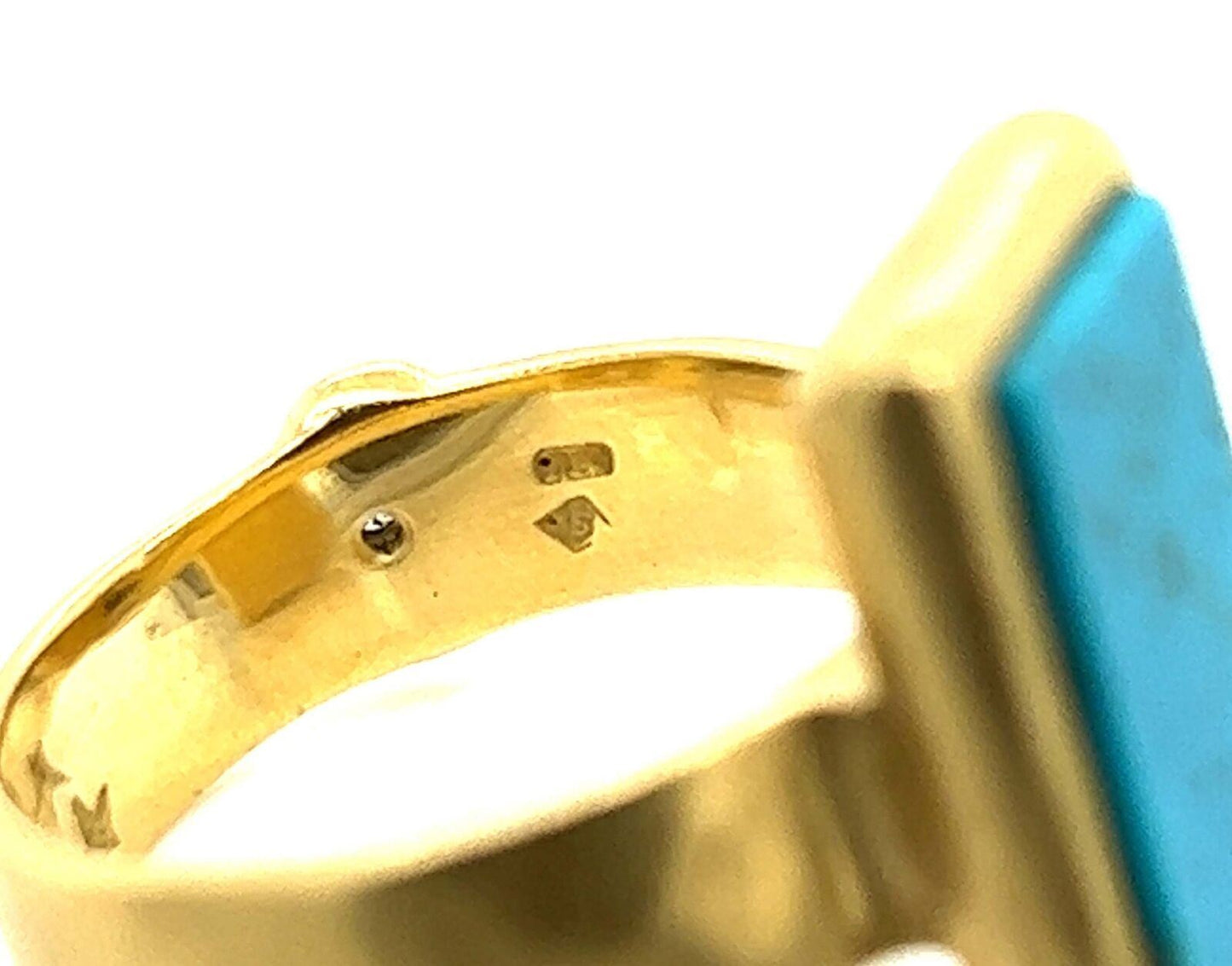 H.Stern Turquoise Diamond 18k Yellow Gold Long Top Ring