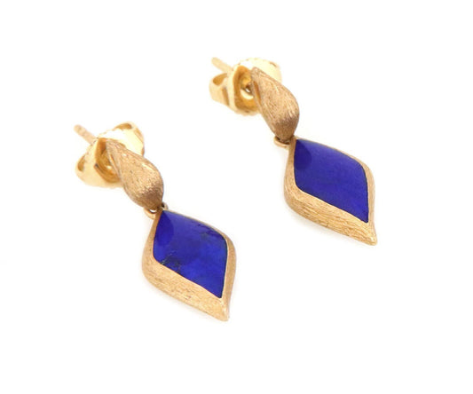 Kabana 14k Yellow Gold Lapis Lazuli Rhombus Shape Dangle Earrings | Earrings | catalog, Designer Jewelry, Earrings, Kabana | Kabana