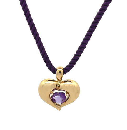 Cleef & Arpels Cool Heart Amethyst 18k Yellow Gold & Cord Pendant Necklace | Necklaces | catalog, Designer Jewelry, Necklaces, Pendants, Van Cleef & Arpels | Cleef & Arpels